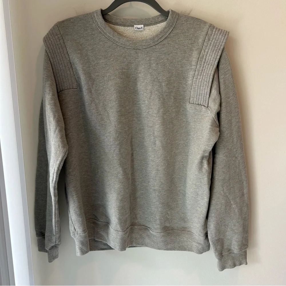 Clare V Channel Quilted Sweatshirt Grey Size XL - Picture 4 of 11
